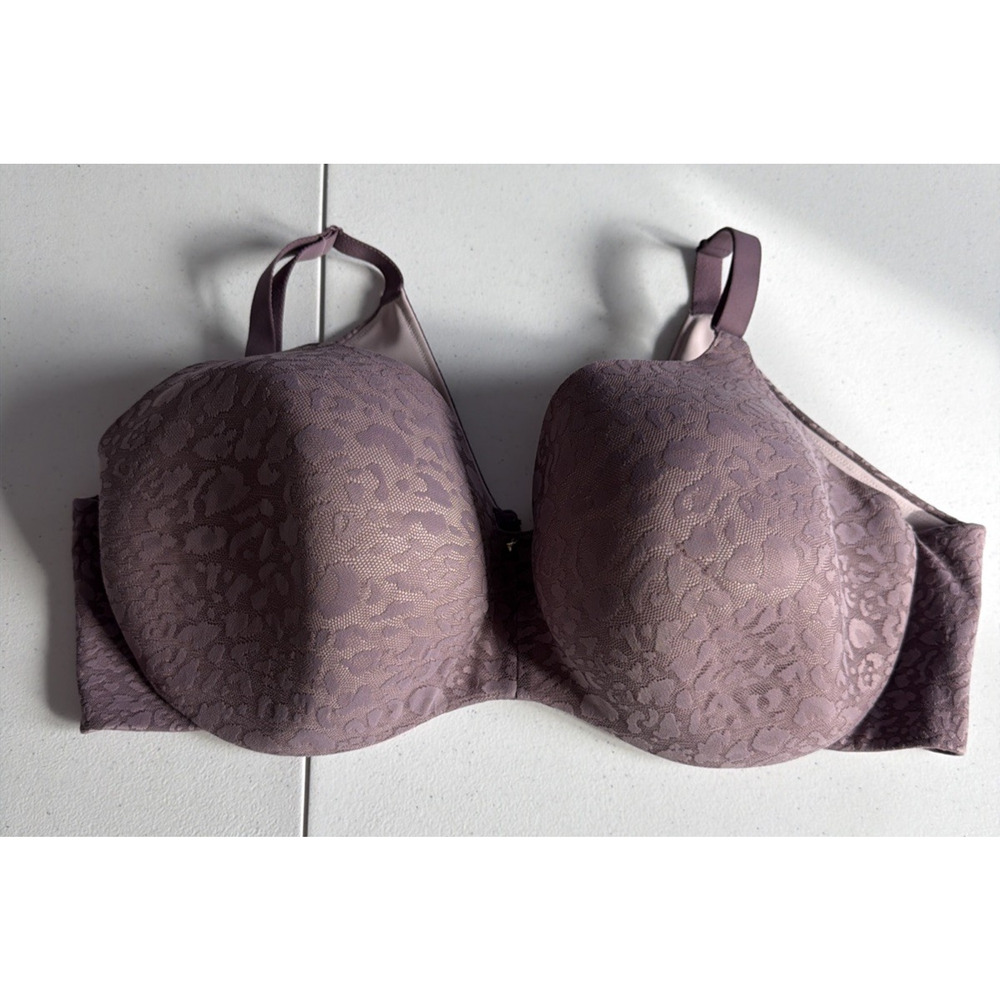 Cacique 46F Full Coverage Bra lightly lined balconette lavender back smooth